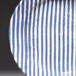 Ragged Stripe Blue. Available in 8 and 12 inch plates or 10 inch bowl.Available in 14 colors