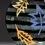 Striped Leaves Sage. Available in 8 and 12 inch plates or 10 inch bowl