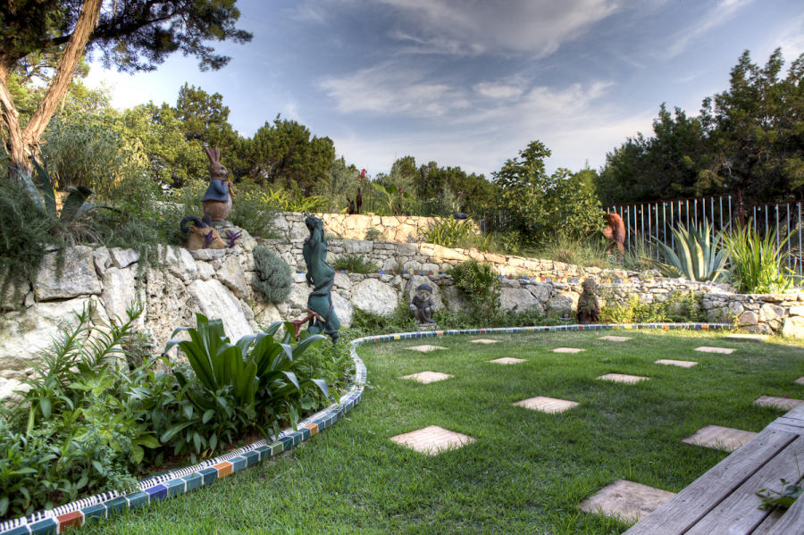 Sculpture Garden Outside Kitchen